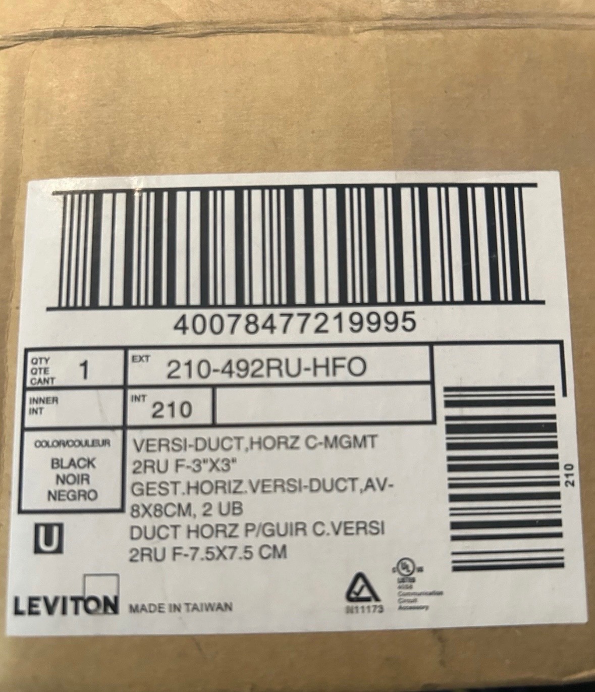 LEVITON 492RU-HFO 010-492RU-HFO VERSI-DUCT,HORZ C-MGMT 2RU F-3"X3" 4