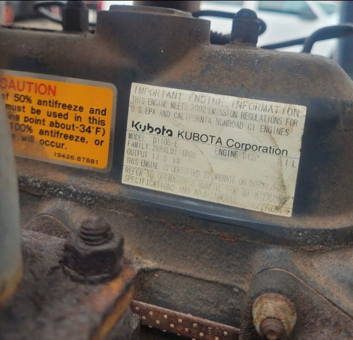 Kubota - Complete Motor Kubota Model D1105-E 9