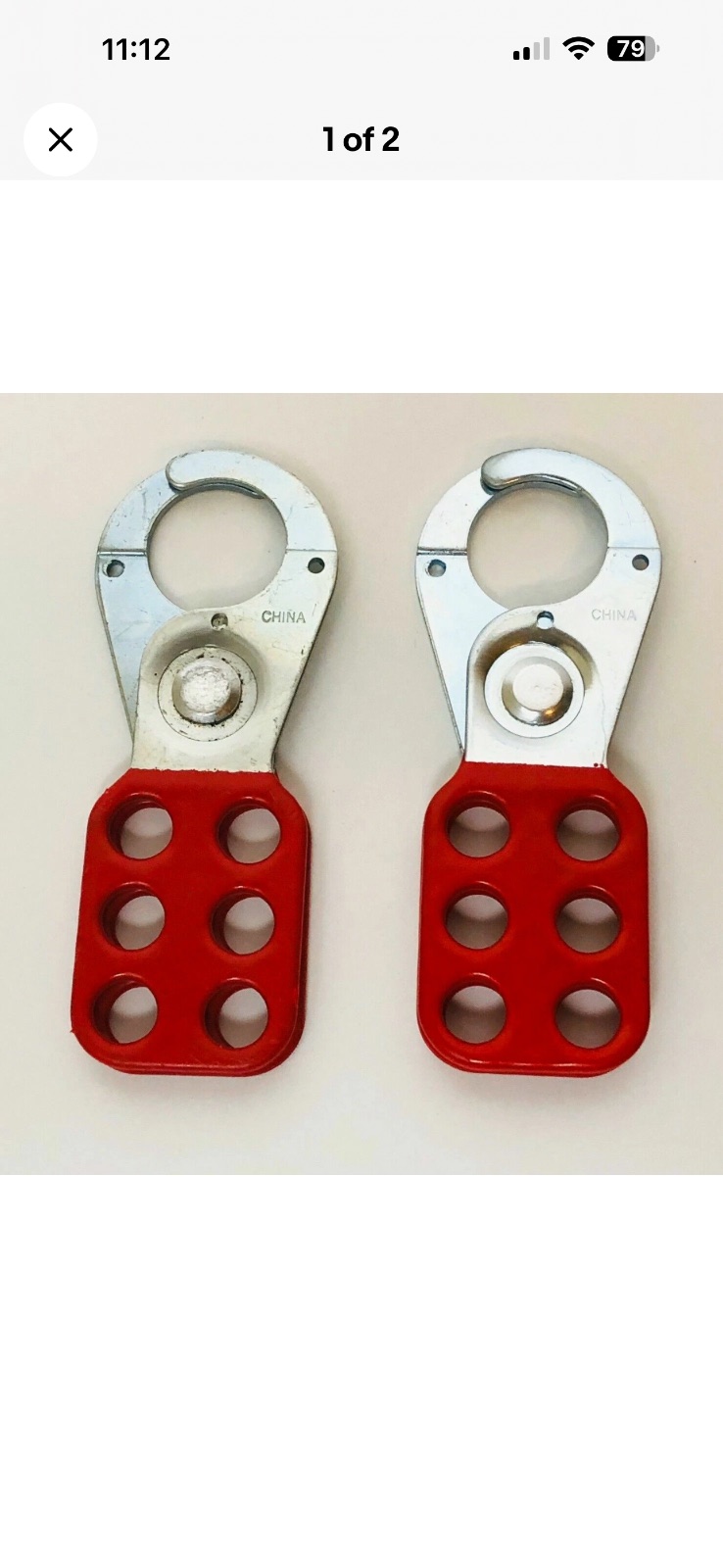 2 Pcs Brady Red Vinyl Coated Steel Safety Lock Out Tag Out Hasp With 1" Jaw 4