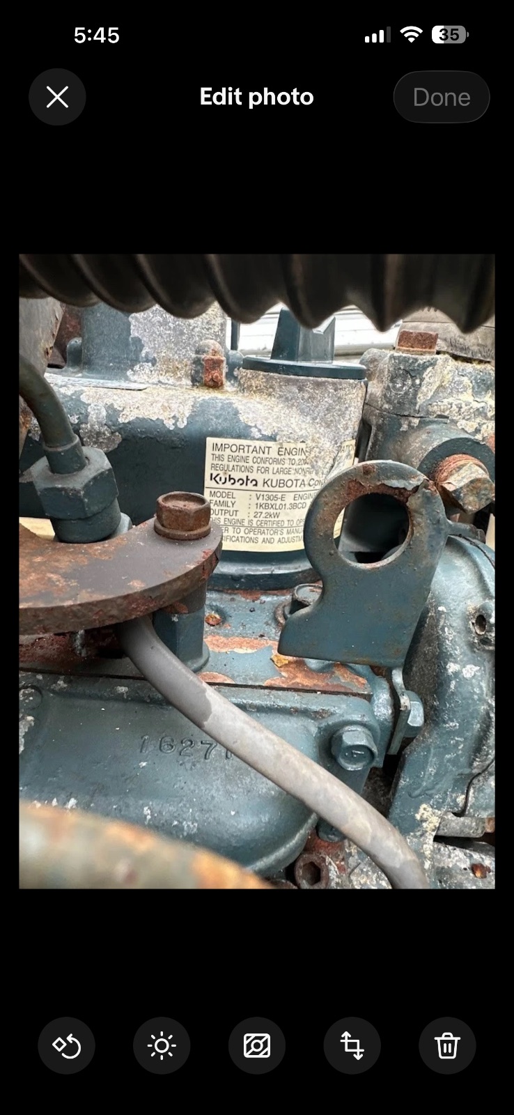 Kubota V1305-E 4-Cylinder Diesel Engine – Low Hours 1,756 – Tested, Used 11